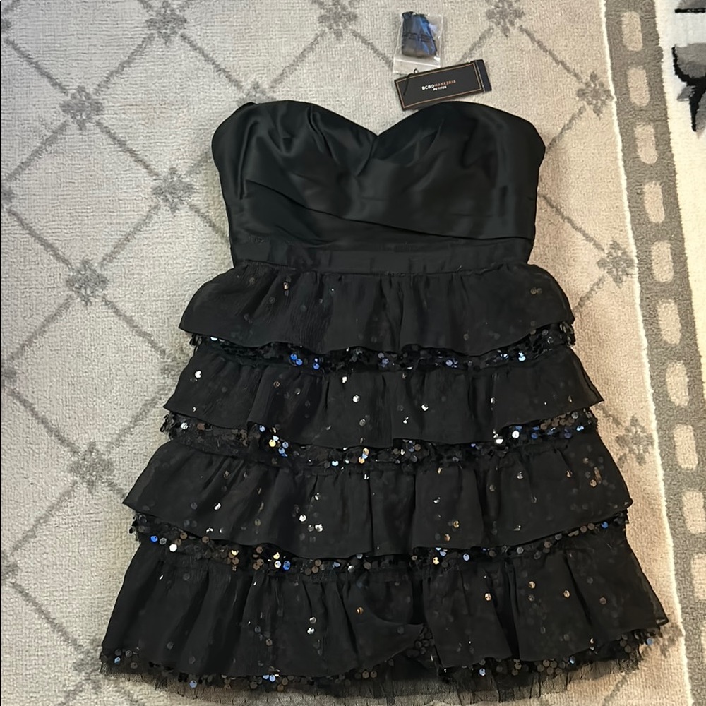 BCBGMaxAzria Black Strapless Mini Dress